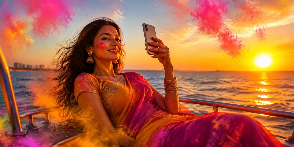 User celebrating Holi festival while enjoying online cricket deposits in Chennai