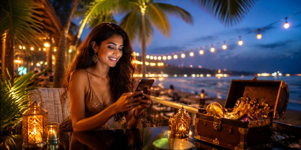 VIP player enjoying Teen Patti game and bonus beach-side in India