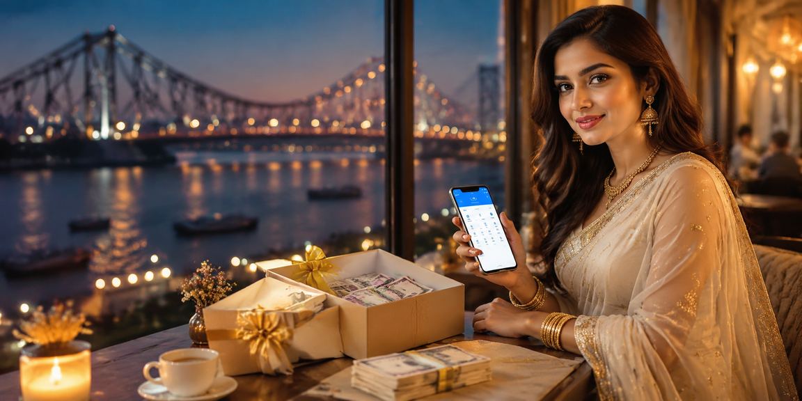 Cricket enthusiast using mobile betting app near Howrah Bridge Kolkata